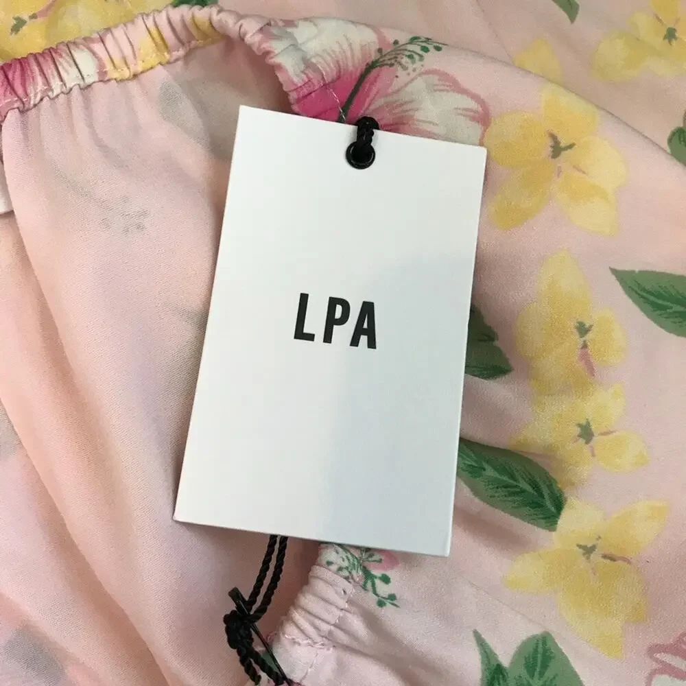 LPA Benni Faux Wrap Shorts Floral Pink Size XL NEW